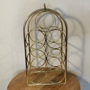90s vintage brass wine rack 7 bottle holder
